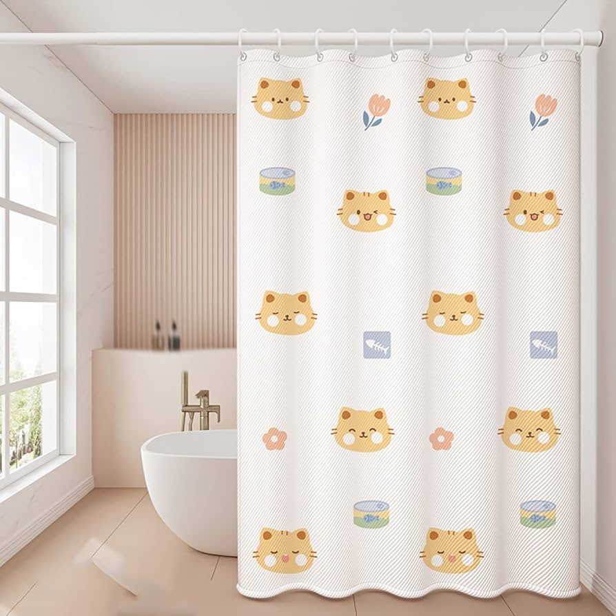 Amazon｜CFGZC シャワーカーテン 200cm丈 花柄 240*200 お風呂用