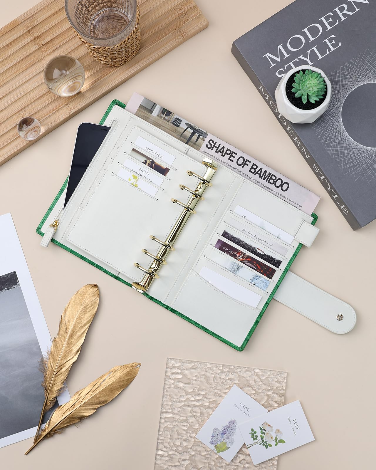 Amazon.co.jp: Smartfee システム手帳A6メモ帳 レザーポケット ワニ柄