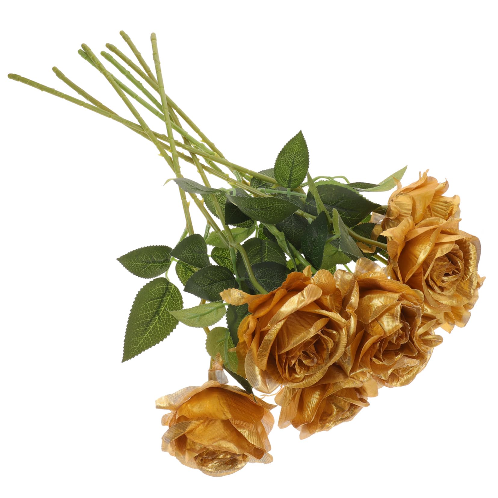 Amazon｜NUOLUX 8個 金のばら フェイクローズ リアルなバラ 人工のバラ