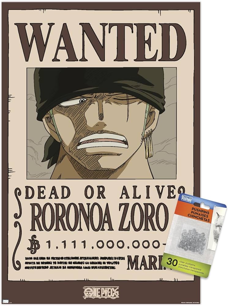 Amazon.com: Trends International One Piece - Roronoa Zoro Wanted