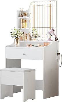 Amazon｜LIKIMIO ドレッサー コンパクト 幅62CM コンセント付き 3色LED