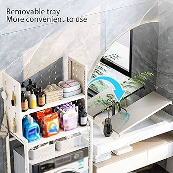 Amazon｜洗濯機上収納 つっぱり 棚 長さと高さを調節可能 洗濯機ラック