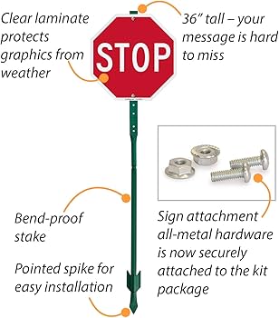 Amazon.co.jp: SmartSign「Stop」芝生ボスサイン | 10インチ 八角形