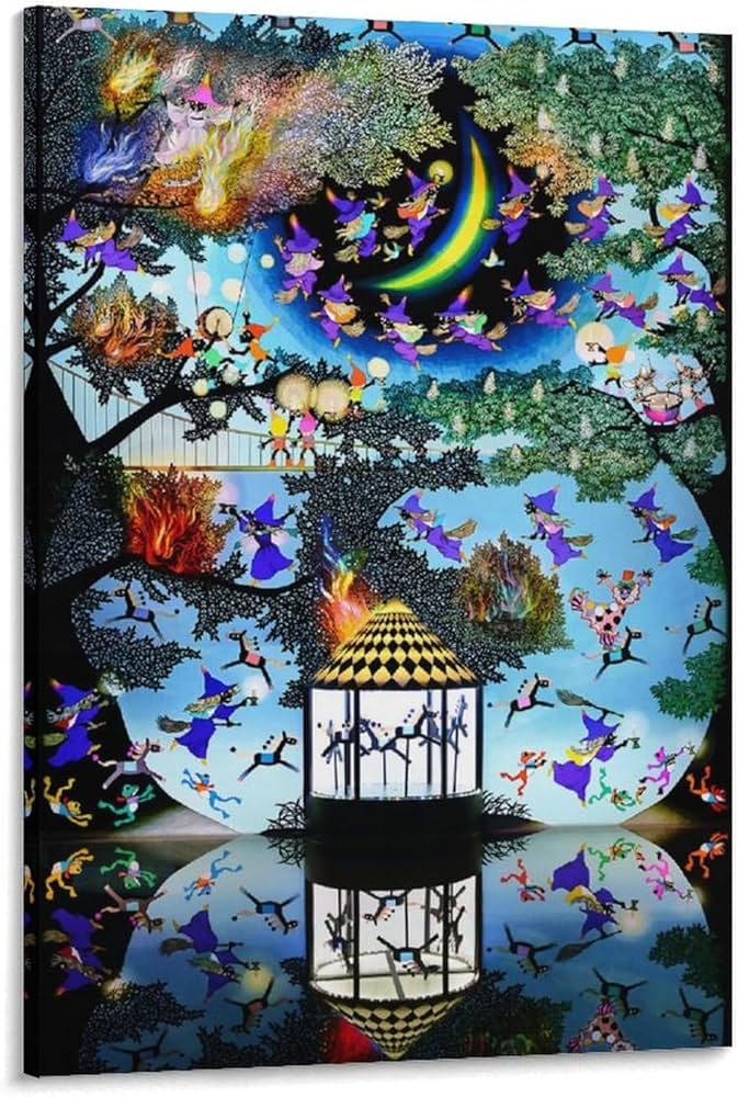 Amazon.co.jp: 藤城清治版 魔法の森に燃える再生炎 絵画 ポスター 工芸