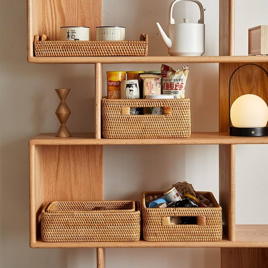 Amazon.co.jp: MJKQ9 収納かご 籐編み 43*38*18cm 収納バスケット 収納