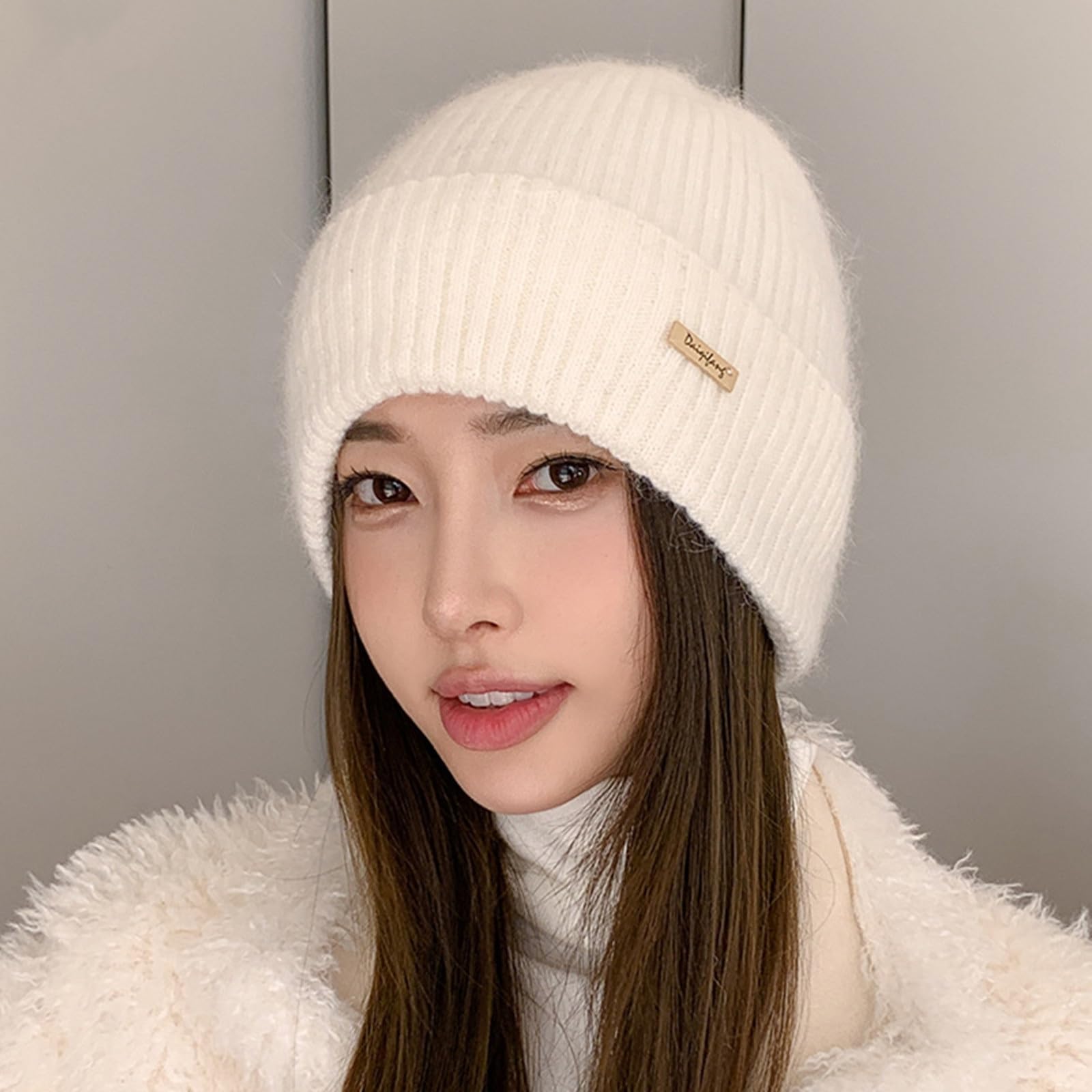 Amazon.co.jp: レディースニット帽 怠惰な風ニット重ね帽子女性冬多