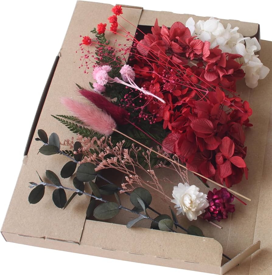 Amazon | プリザーブドフラワー 花材 セット プリザードフラワー 赤 白