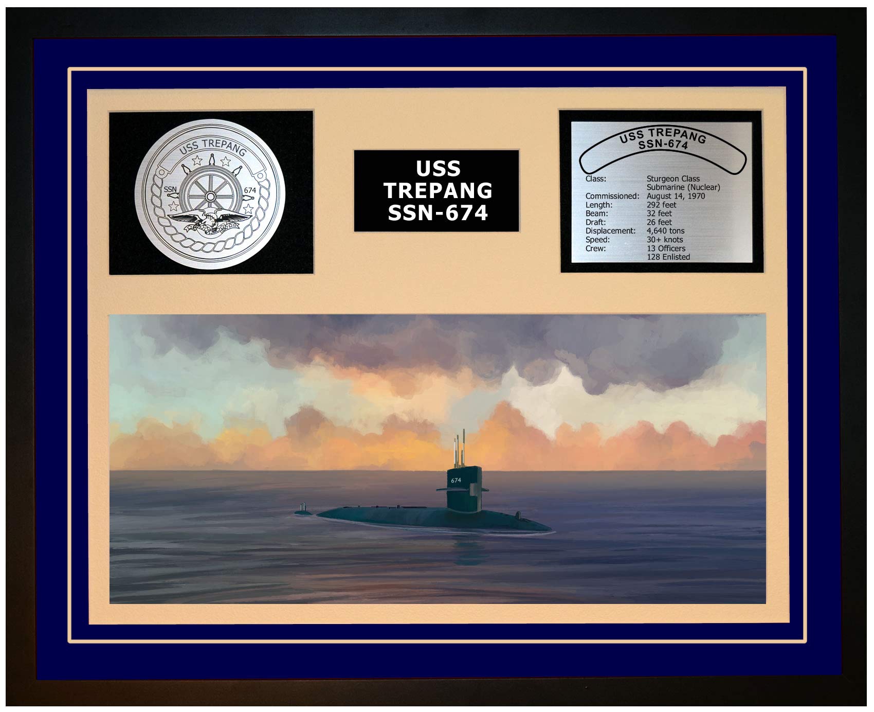Amazon.co.jp: 海軍Emporium USS Trepang SSN 674 Framed Navy Ship