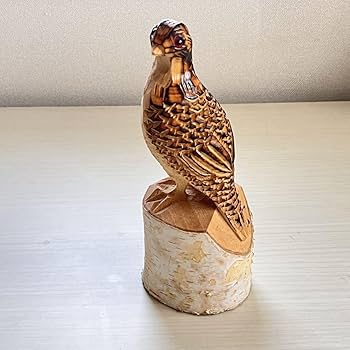 Amazon.co.jp: 立山雷鳥白樺木彫りの鳥木工品民芸品レトロヴィンテージ