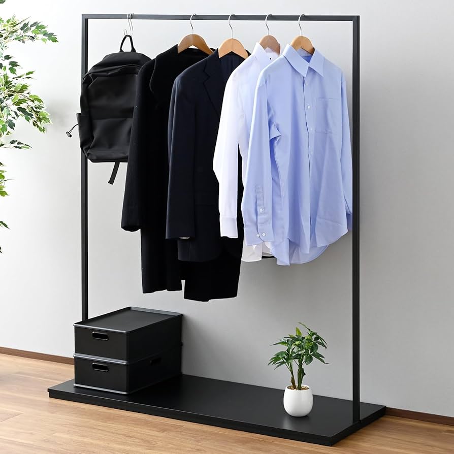 Amazon｜山善(YAMAZEN) ハンガーラック シングル 棚付き ディスプレイ