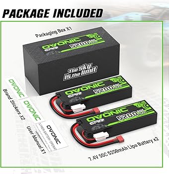 Amazon.co.jp: OVONIC 7.4V リポバッテリー 5200mAh 2S 50C ラジコン