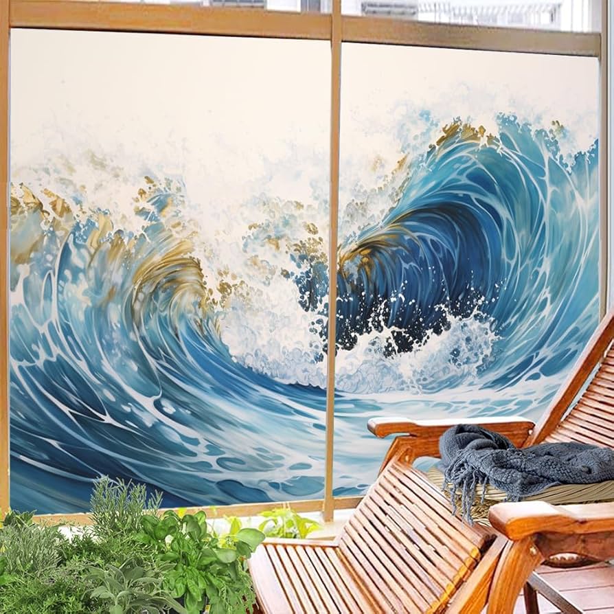 Amazon.com: Modern Waves Window Privacy Film Watercolor Beautiful