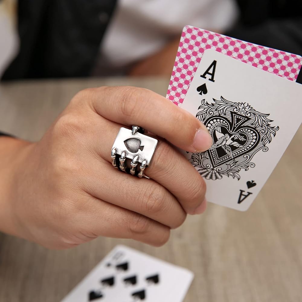 HZMAN Stainless Steel Ring for Men Women, Gothic Skull Hand Claw