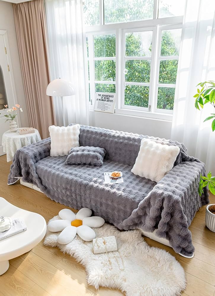 Amazon｜マルチカバー 冬用 ふわふわ ソファーカバー 長方形 大判