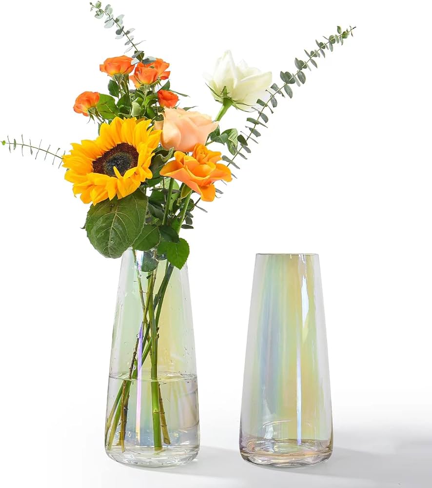 Amazon.co.jp: ガラス花瓶 虹色 クリスタルクリアガラス花瓶 花用