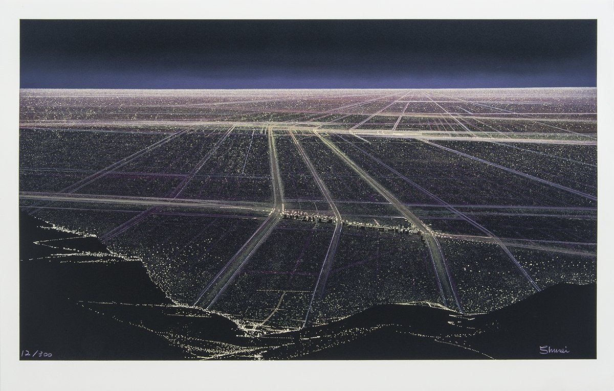 Amazon｜長岡秀星 リトグラフ 【L.A.Dreamin】邦題【ロスの夜景】直筆