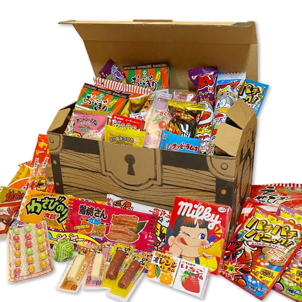 Amazon.co.jp: 駄菓子 詰め合わせ 40点 セット 宝箱BOX プレゼント