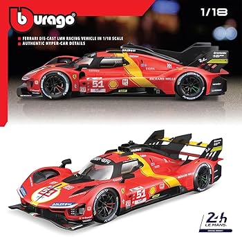 Amazon.com: Bburago - 1/18 Ferrari Racing - 499P LMH 2023#51 - Red