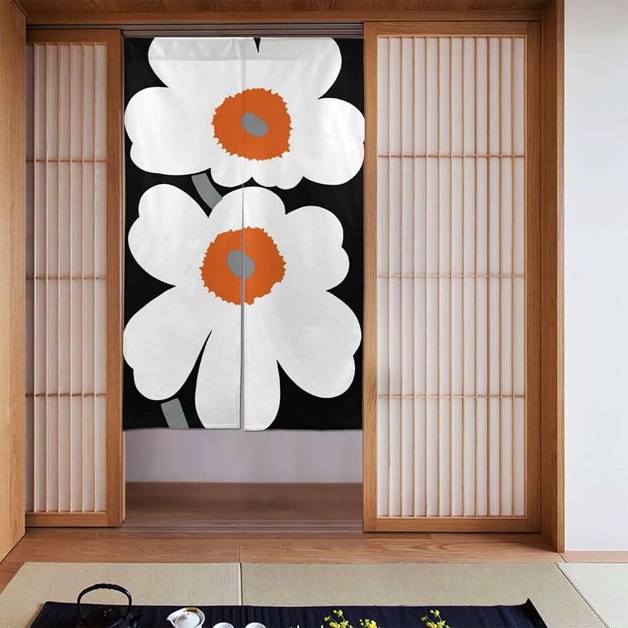 Amazon｜のれん 暖簾 マリメッコ 花柄 無地 遮光 部屋仕切り 断熱防寒