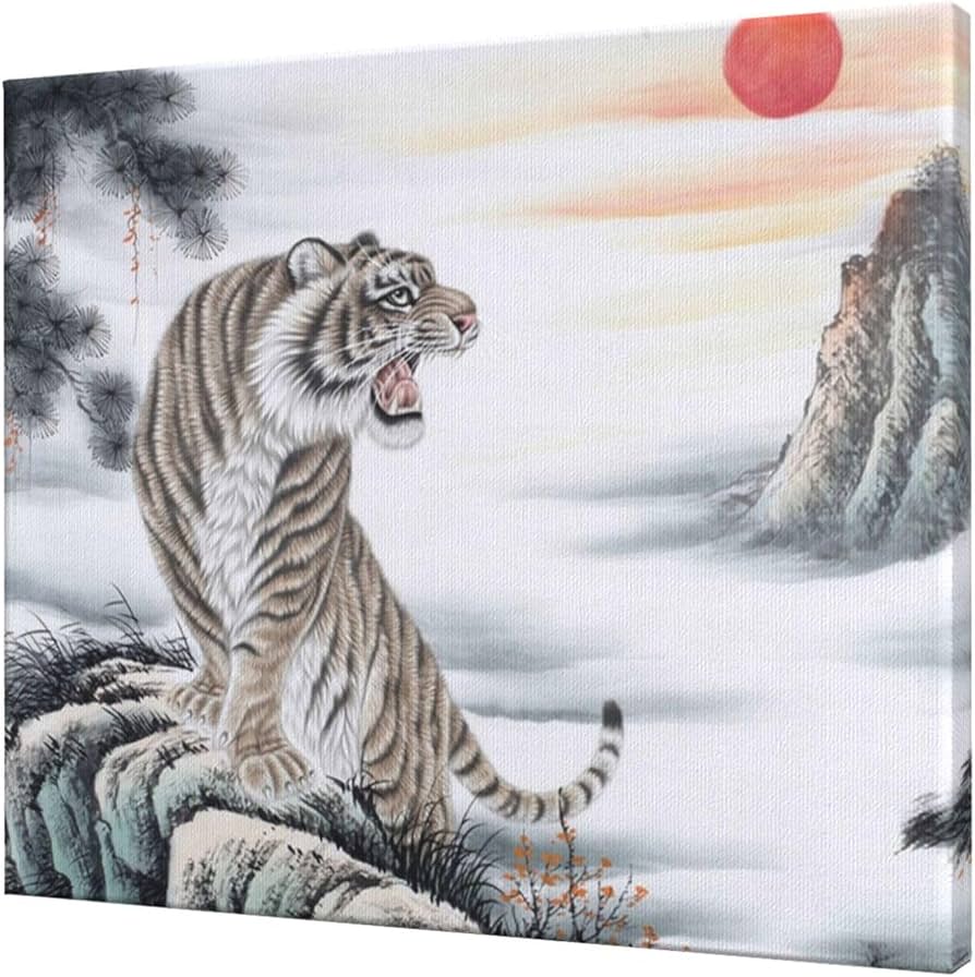 Amazon.co.jp: 人気虎柄 和柄 和風 (4) 壁画 額縁なし モダン 装飾的な