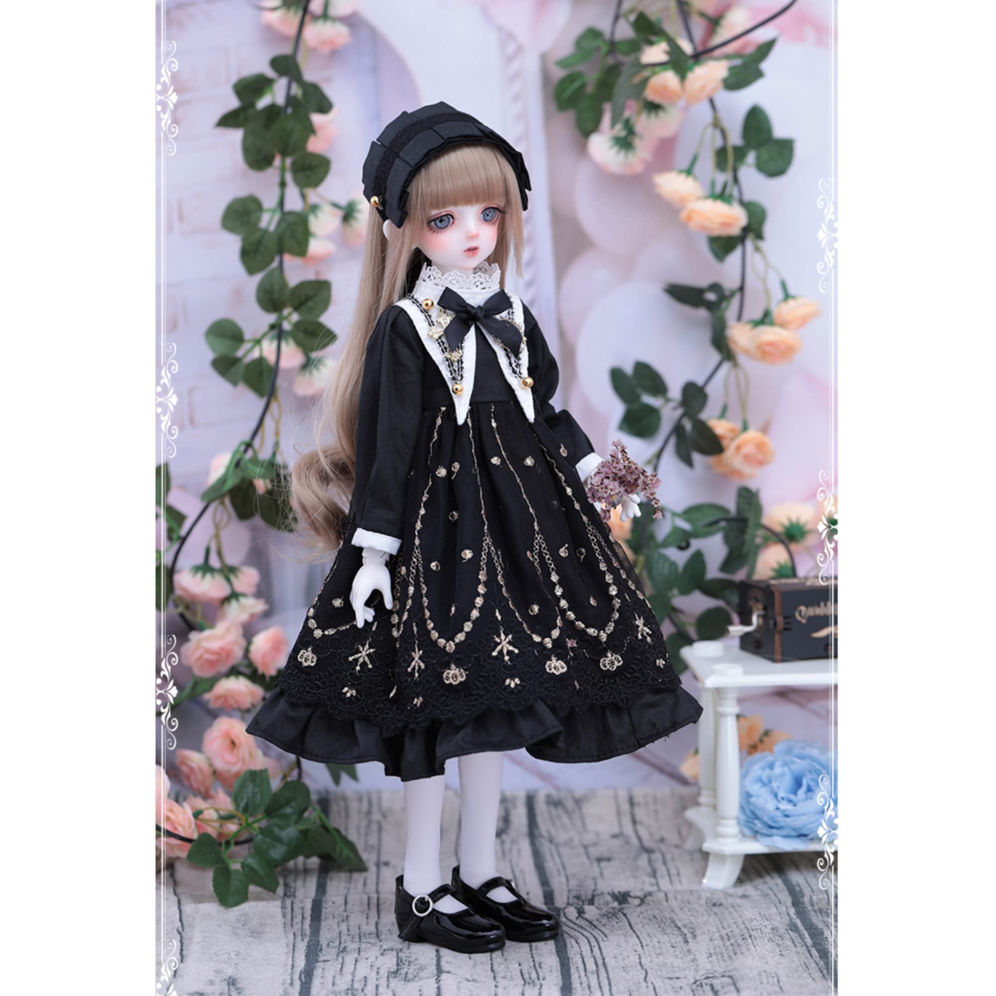 Amazon | 1/4 球体関節人形 BJDドール ロリータ風 黒いワンピース