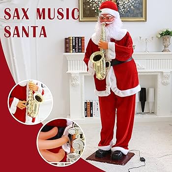 Amazon.co.jp: アニメーションダンシングサンタ等身大、サックスを吹く