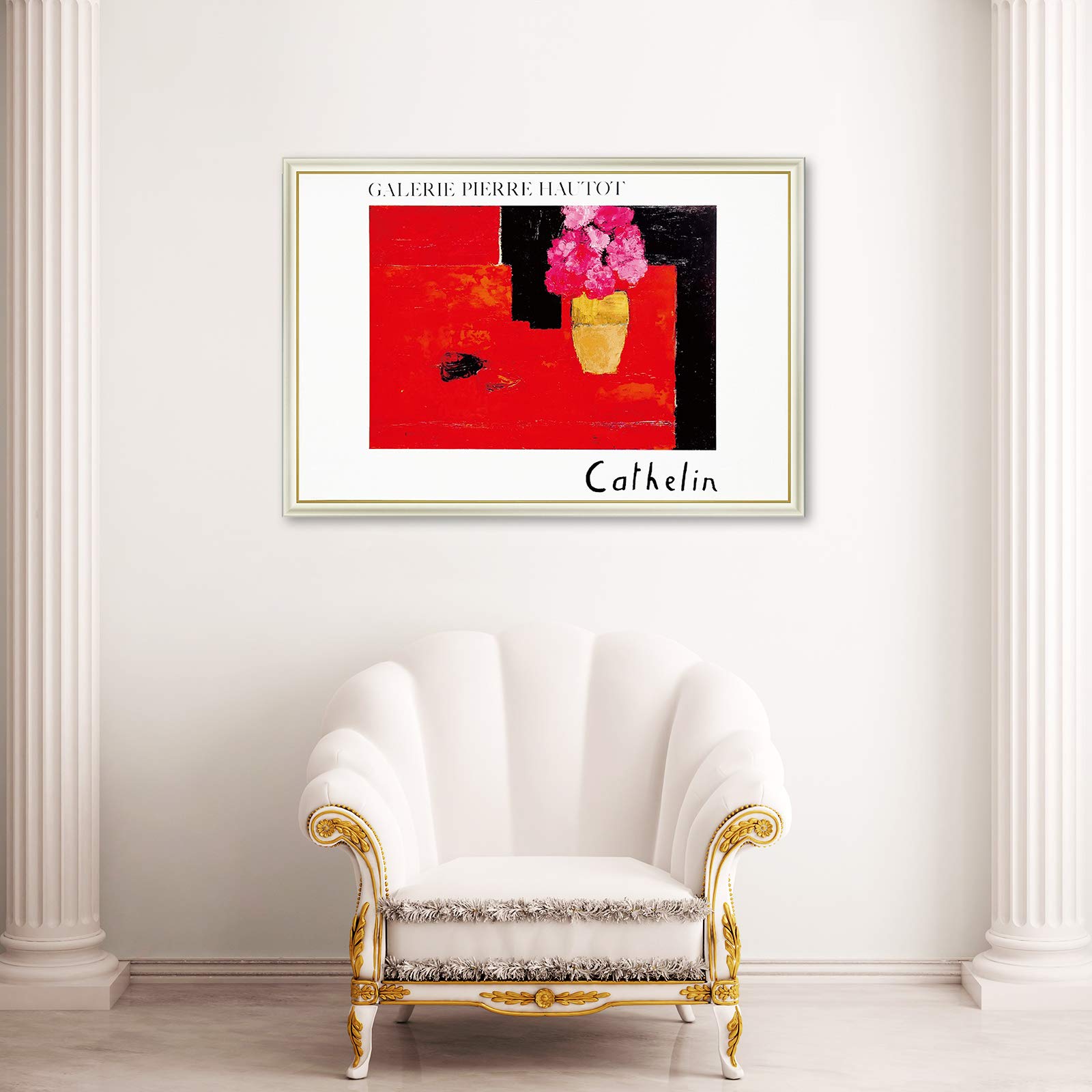 Amazon.co.jp: 赤い花をモチーフにした絵画 額入りポスター ベルナール