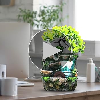 Amazon.co.jp: 卓上噴水 ミニ滝 卓上式 加湿器 LEDライト付き 置物