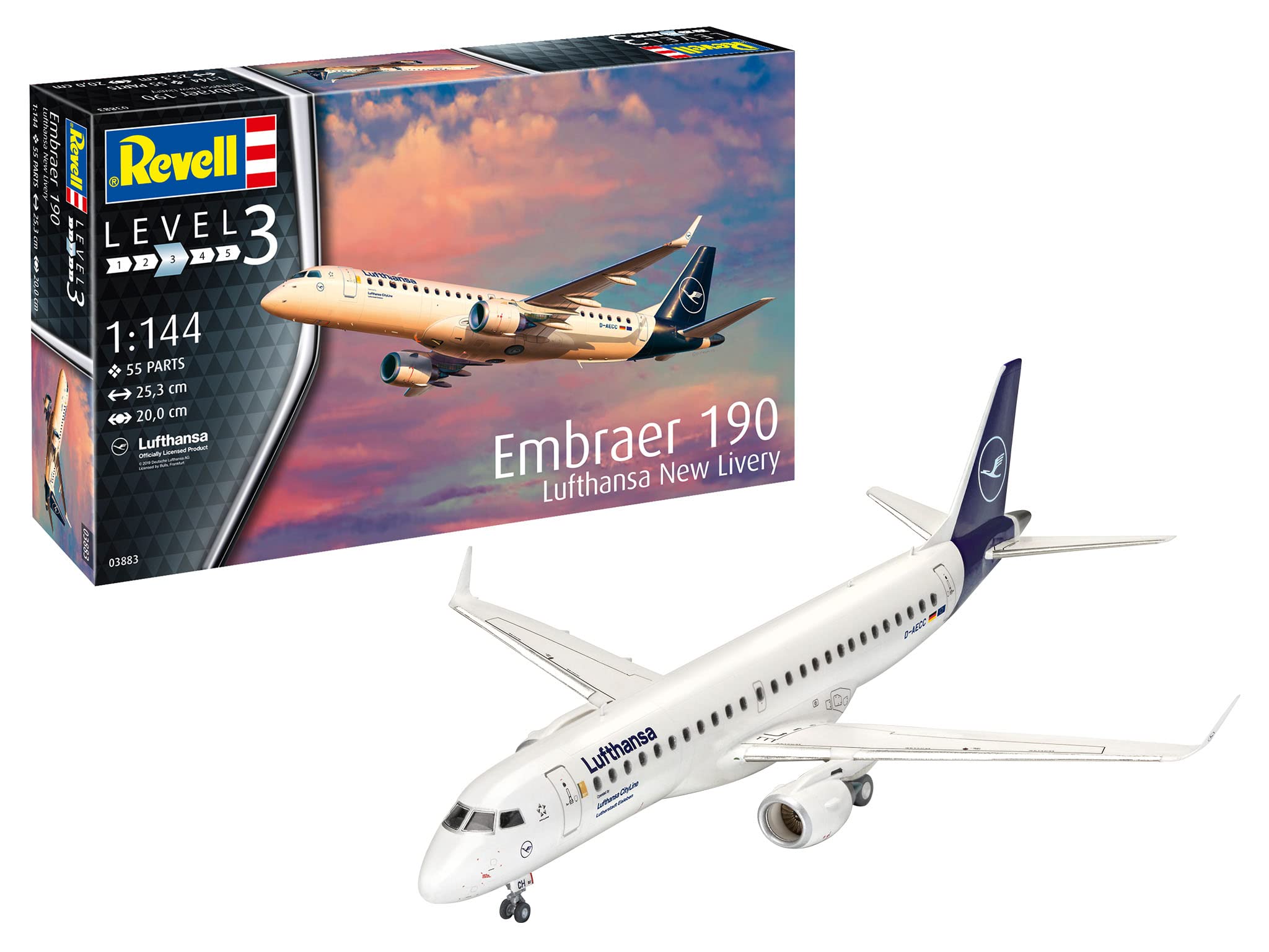 Amazon.com: Revell 03883 1:144 Embraer 190 Lufthansa New Livery