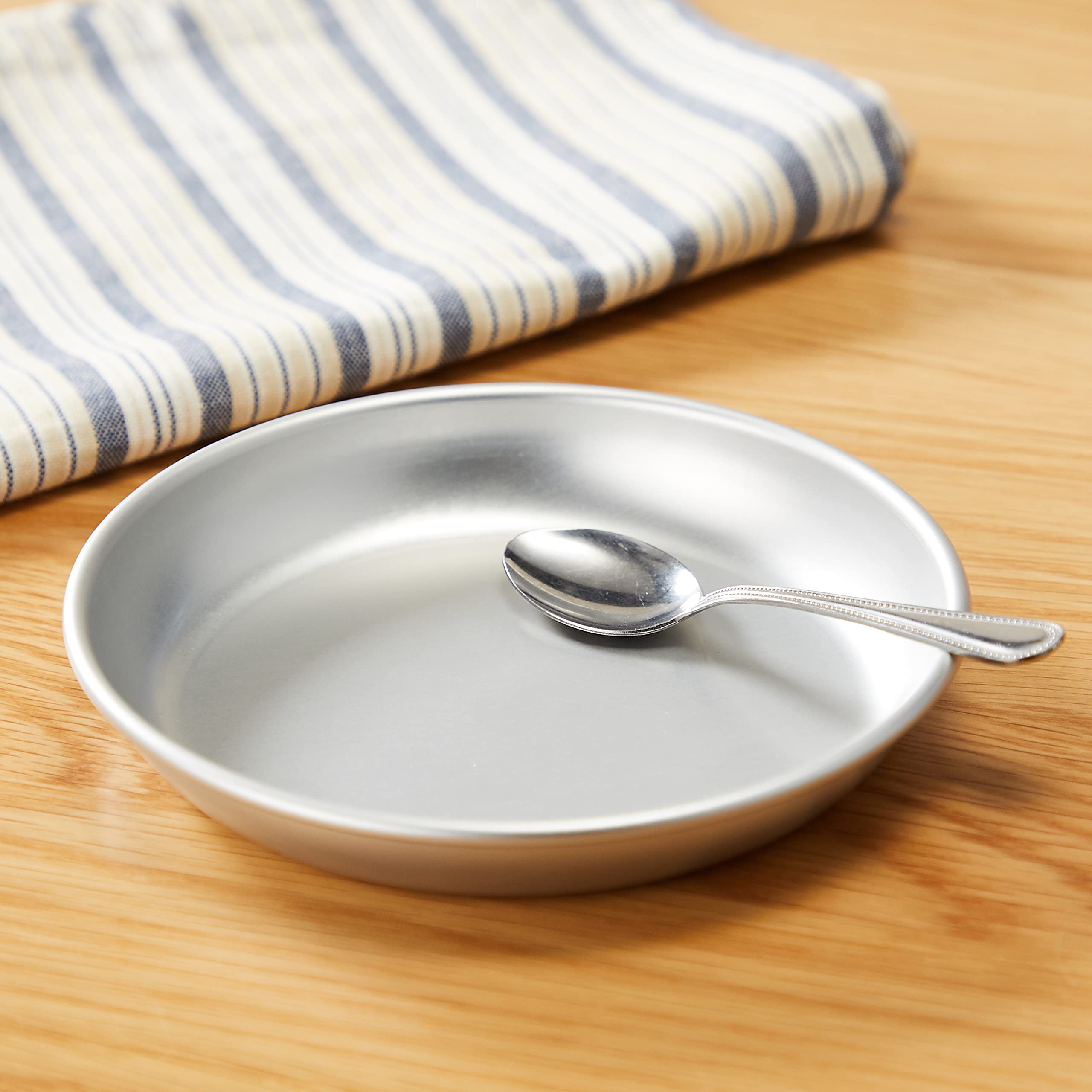 Amazon｜アカオアルミ 給食用皿 14cm アルミニウム(アルマイト) 日本