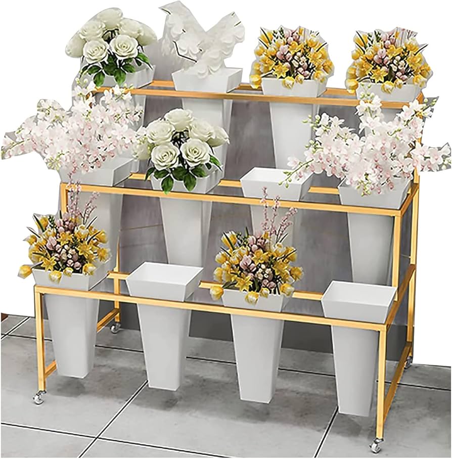 Amazon.co.jp: 12 個のバケツフラワーディスプレイスタンド 4 段金属