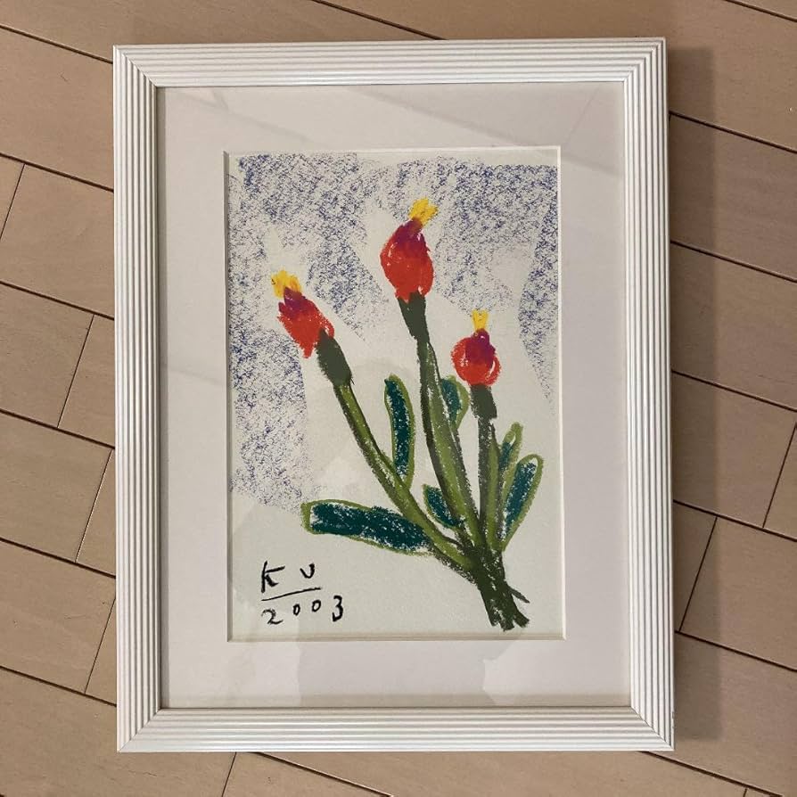 希少 黒田征太郎 絵画 パステル フラワー 花 イラスト 原画 BRUTUS