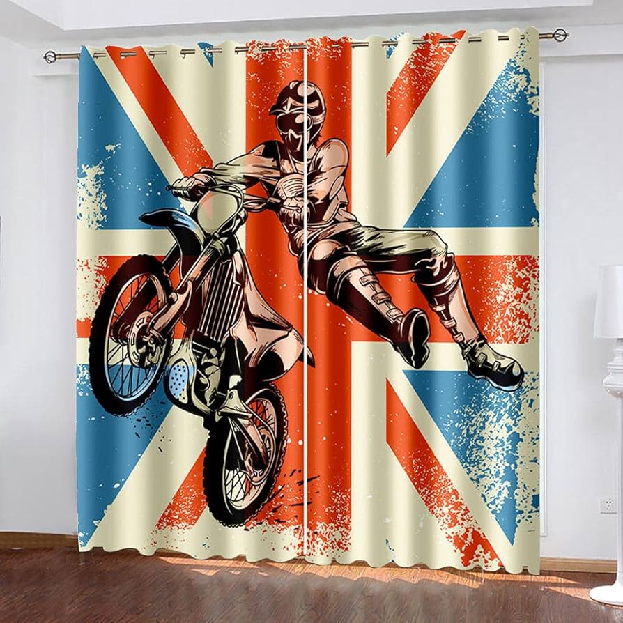 Amazon｜SJYHNB 遮光カーテン 派手なオートバイライダー 3D印刷