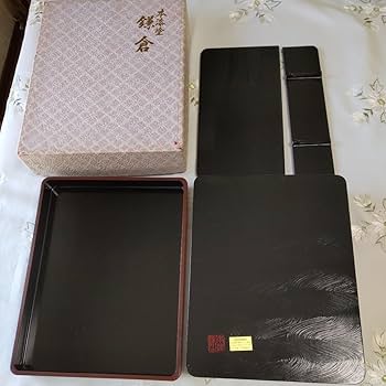 Amazon.co.jp: 鎌倉彫 文箱 硯箱 小物入れ 天然木 漆塗り 中敷き付き