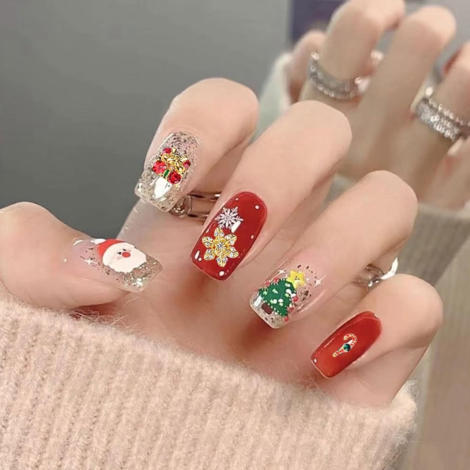 Amazon.co.jp: VTEERY(みさ) クリスマス ネイルパーツ 28個セット 3D