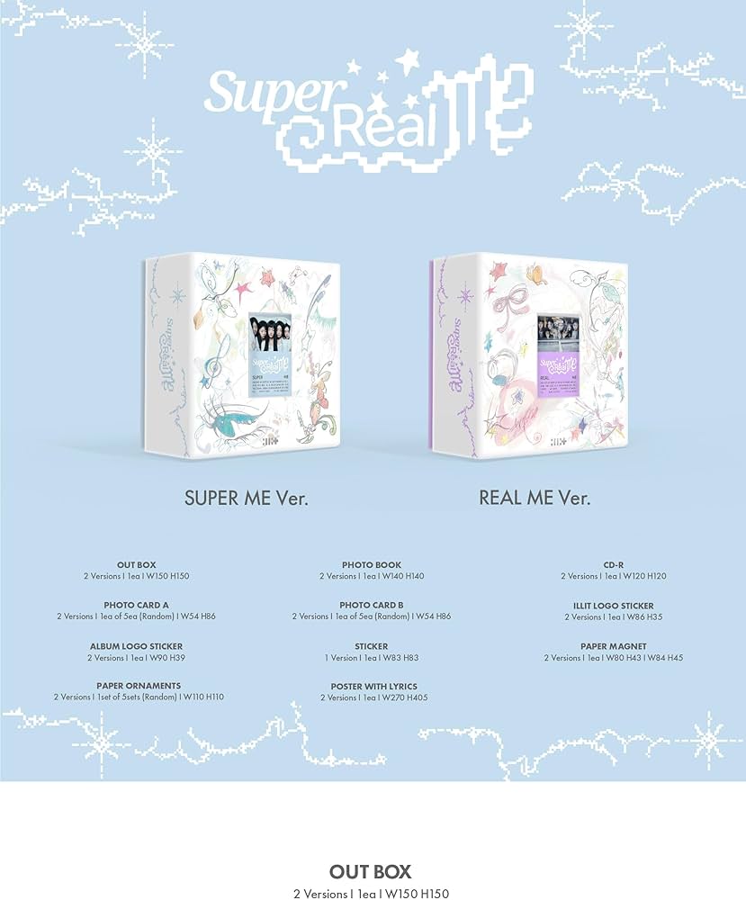 ILLIT SUPER REAL ME 1st Mini Album CD+Poster with lyrics on pack+