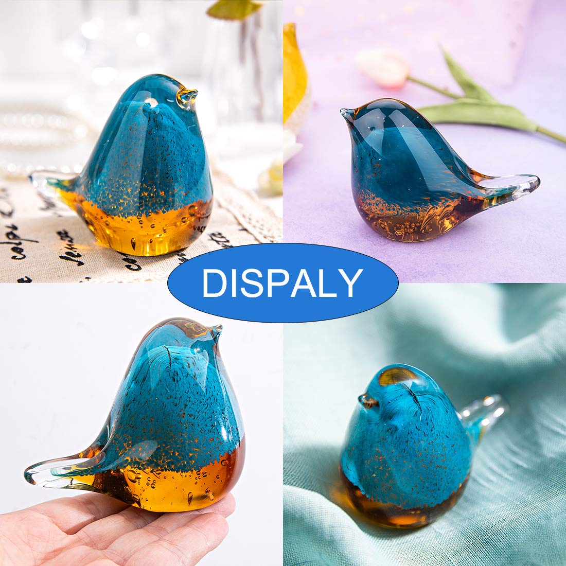 Amazon.co.jp: QFkris 4インチ 吹きガラス 鳥 置物 コレクション用