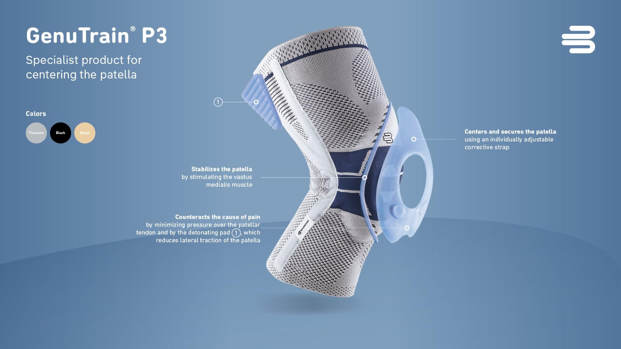 Amazon.com: Bauerfeind - GenuTrain P3 - Patella Knee Support - For