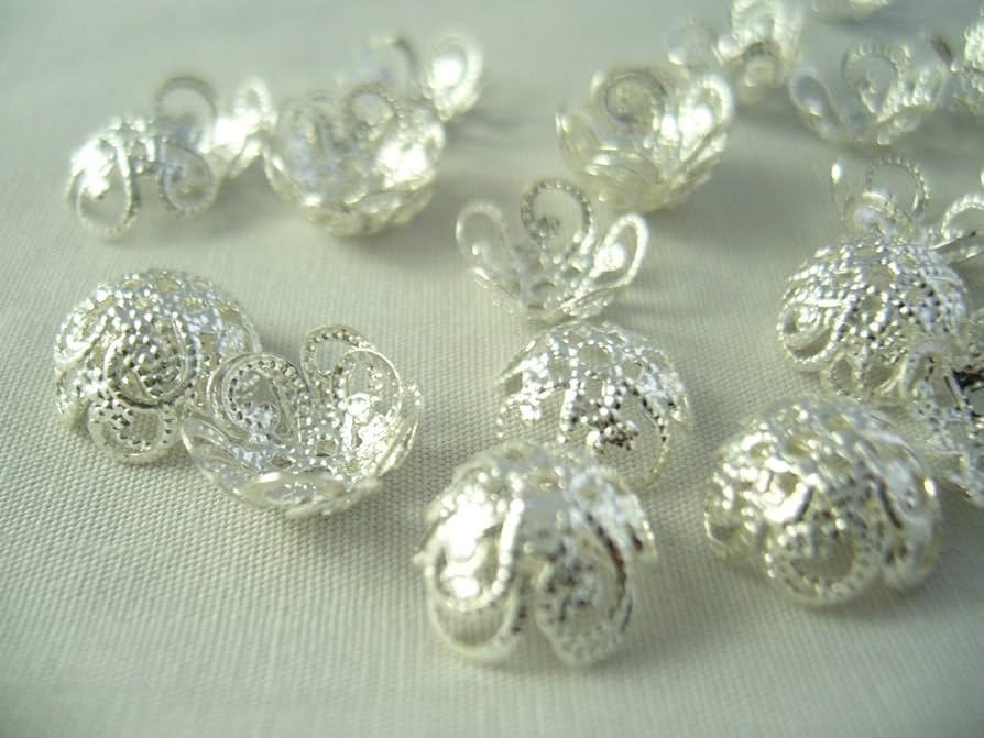 新作♥️ビーズキャップ Bタイプ 10mm（シルバー）30個