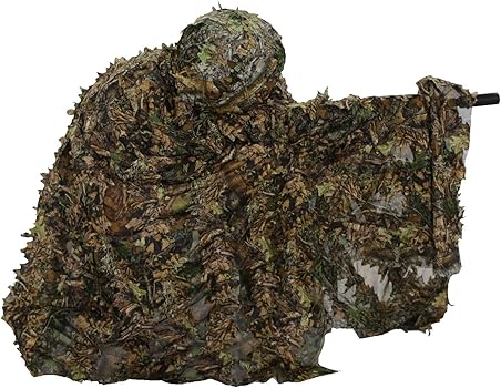 Amazon.co.jp: ギリースーツ ポンチョ型 フード付き メッシュ ウッド