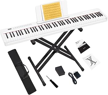 Amazon | KIMFBAY 電子ピアノ 88鍵盤スタンド付き 軽量 ポータブル
