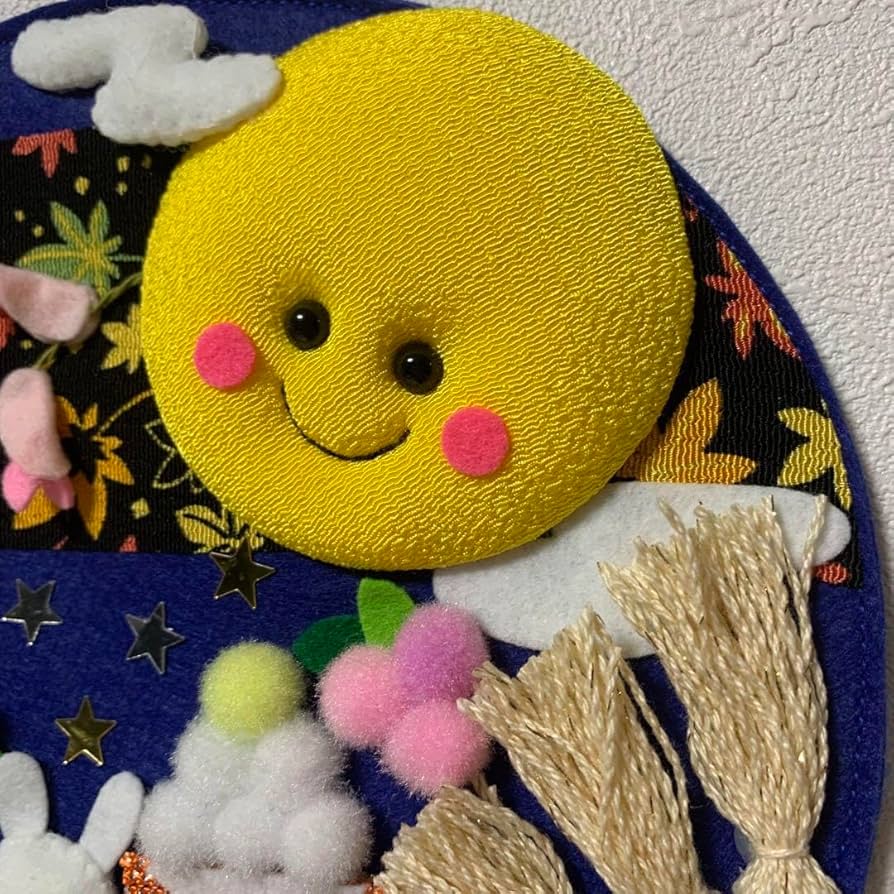 Amazon.co.jp: お月見 ハンドメイド フェルトリース タペストリー 壁面