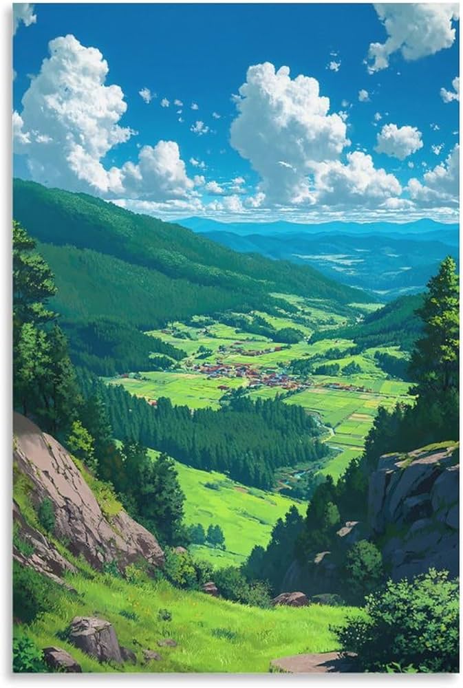 Amazon.co.jp: ポスター 山 自然 風水 絵 山の絵 緑の絵 玄関 開運