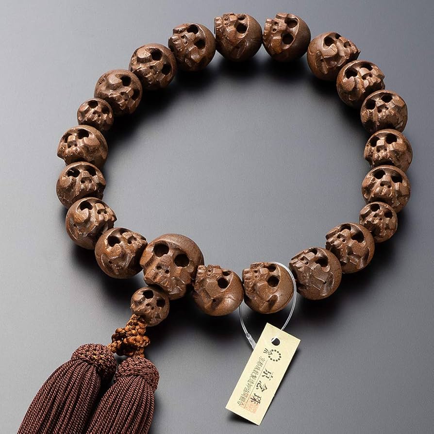 Amazon｜仏壇屋 滝田商店 京念珠 数珠 男性用 骸骨彫り(髑髏彫り) 柘植