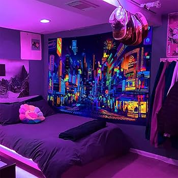 Amazon.com: Bzhilja Blacklight Japanese Anime Tapestry, UV