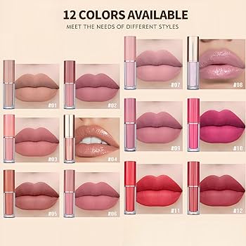 Amazon | 12色マットヌード口紅セットベルベットのような長持ちノン