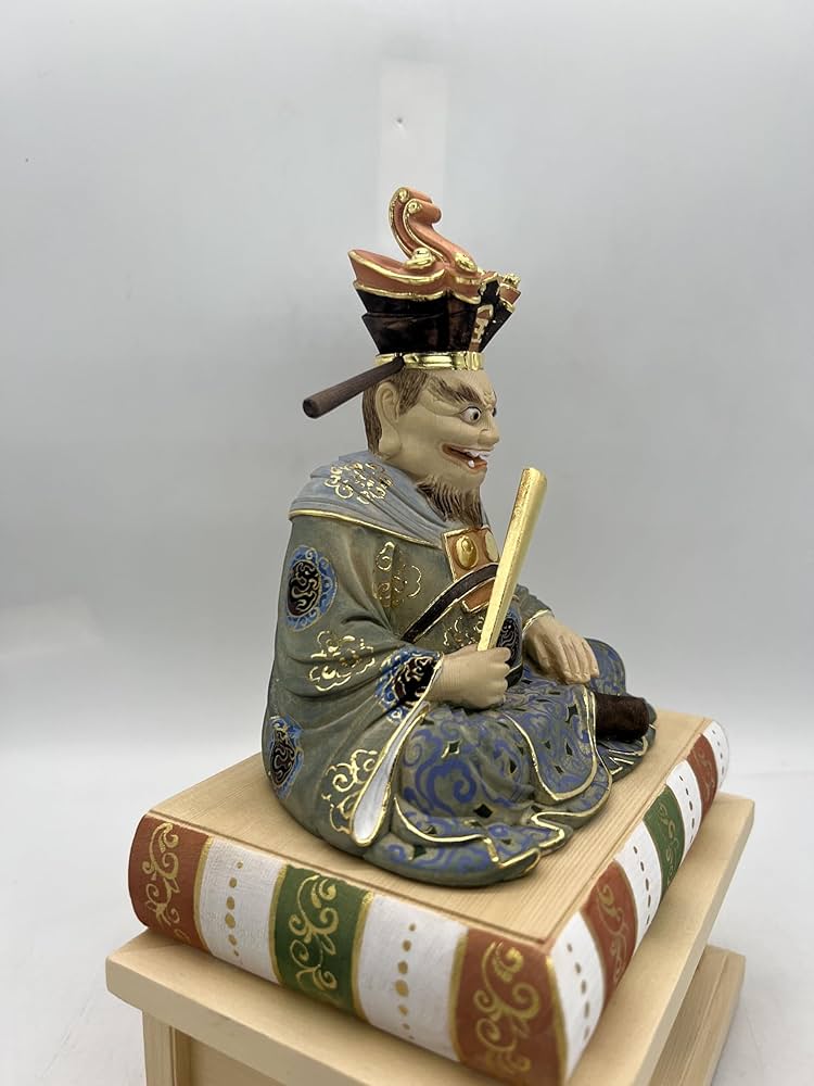 Amazon｜仏像 閻魔大王 座像 桧木彩色 木彫仏像 木製 木彫り (Color