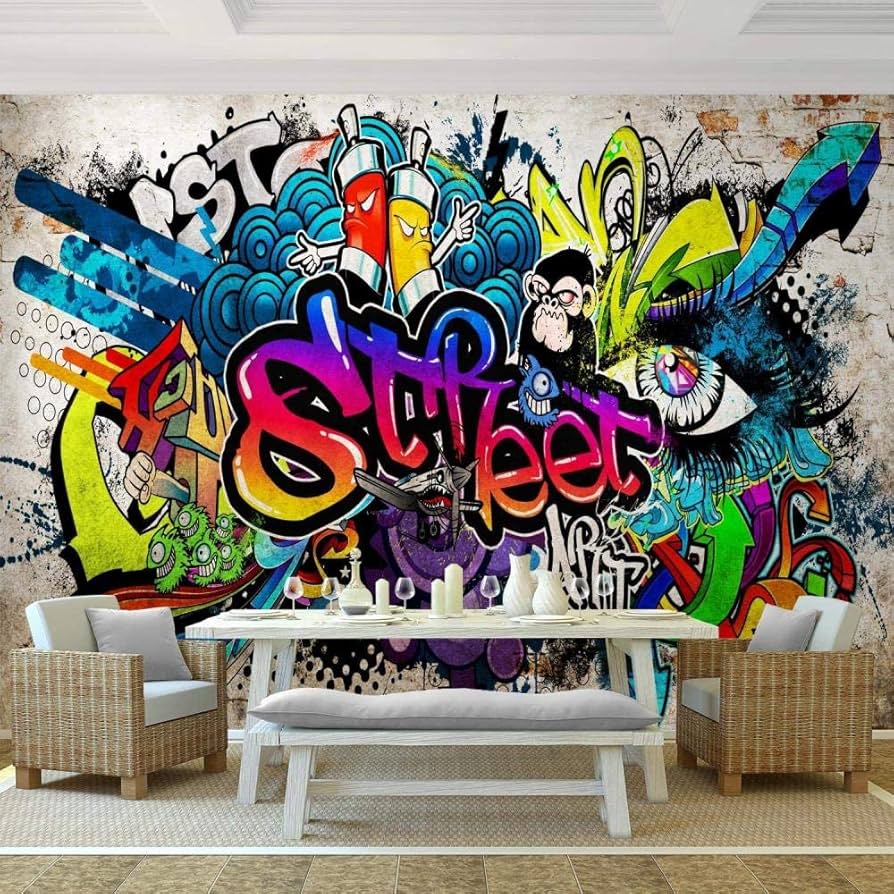 Amazon.co.jp: XiuTaiLtd 写真壁紙グラフィティストリートアート3D