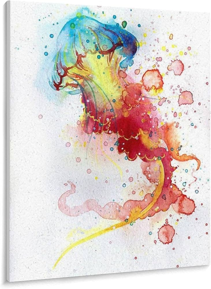 Amazon | クラゲの抽象的な水彩画 数字油絵 幻想的な生き物