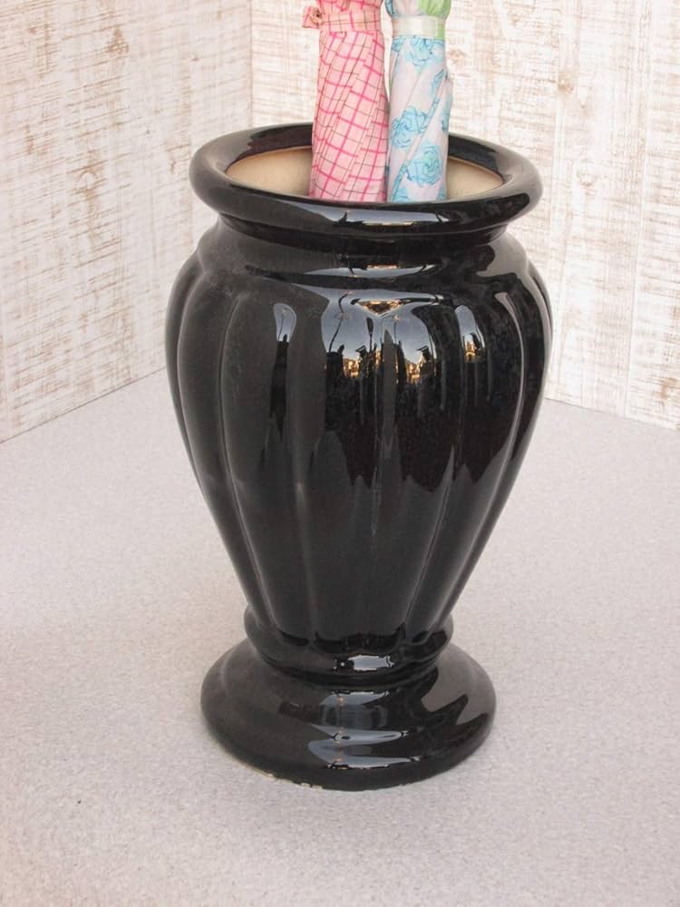 Amazon｜陶器傘立て 壺型 (ブラック)｜傘立て オンライン通販